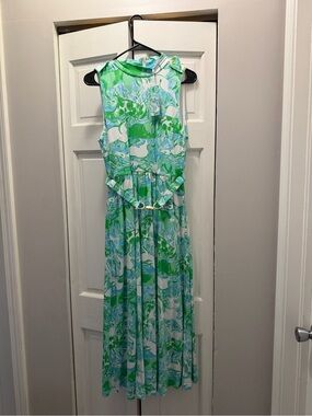 NWT LILLY PULITZER COLMAN MIDI DRESS SIZE 8 CAPRI BLUE GALLOPING GALS